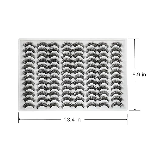 Miniatura 6 de Pestañas postizas, 48 pares de pestañas de visón sintético de 0.55 pulgadas, pestañas finas 3D esponjosas de ojo de gato, pestañas de tira al por