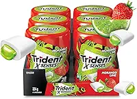 Chiclete Trident XSenses Morango Lime Sem Açúcar Garrafa - Caixa com 6 unid. de 54g