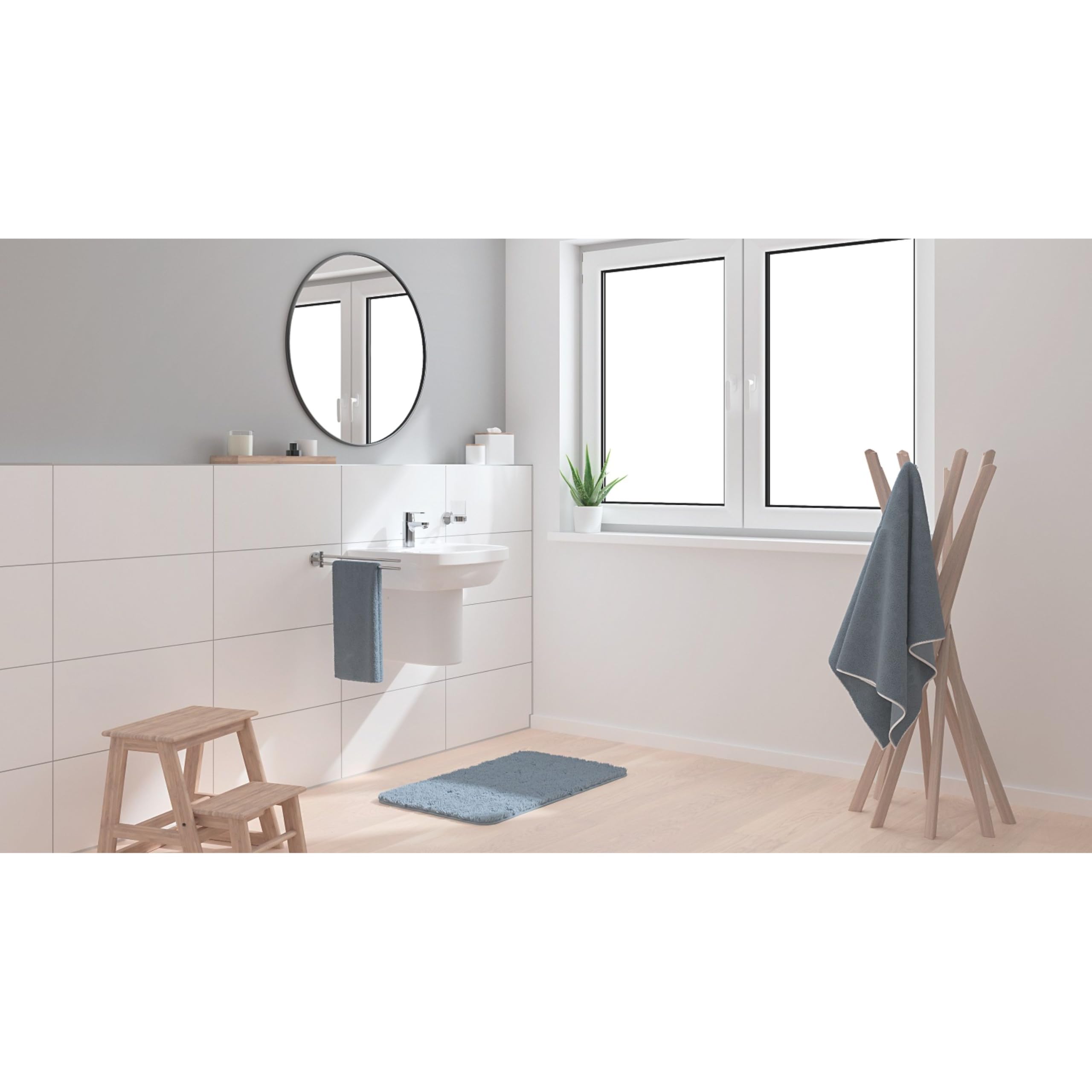 GROHE lavabo suspendu, Euro Ceramic, largeur 55cm, traitement anti-calcaire et anti-bactérien Pure Guard, blanc alpin, 3933600H (Import Allemagne)