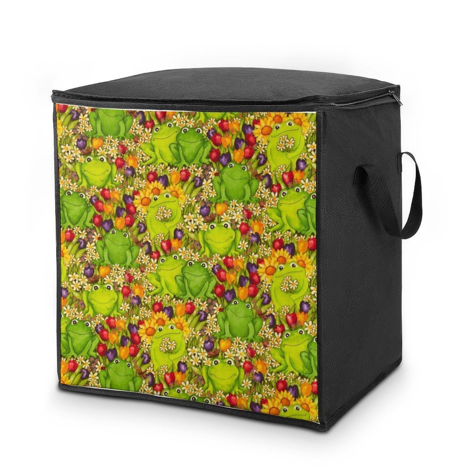 Lyfthologen 70L Storage Bags, Frog Storage Box with Lid Zipper And Handles, Clothes Bags for Quilt, Blankets, Bedding