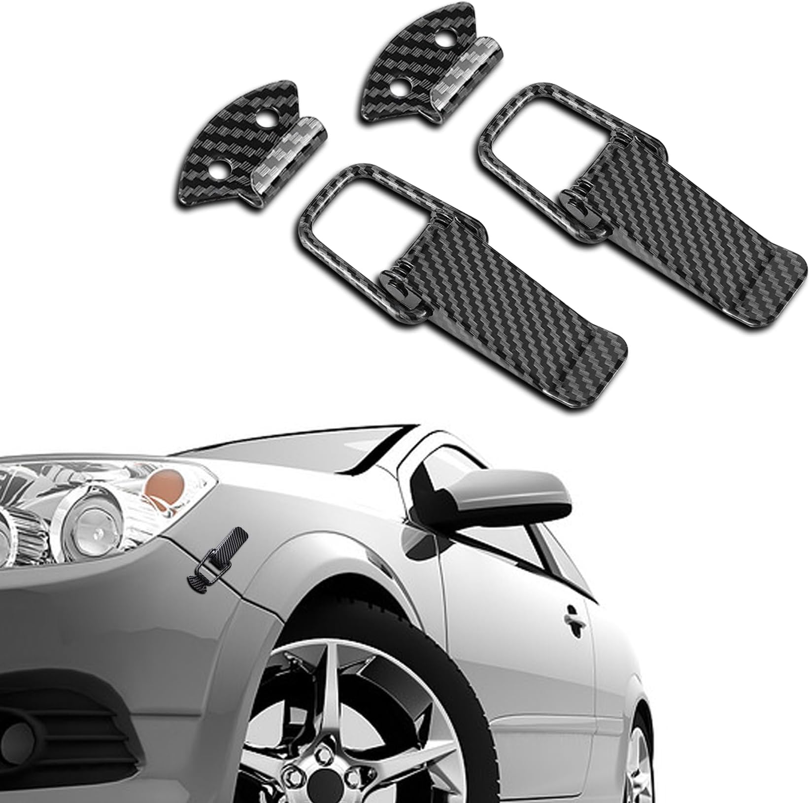 2PCS Bumper Clips, Quick Release Fastener Kit, Carbon Fiber Security Lock Clips, Universal Fit for Car Bumper (Large)