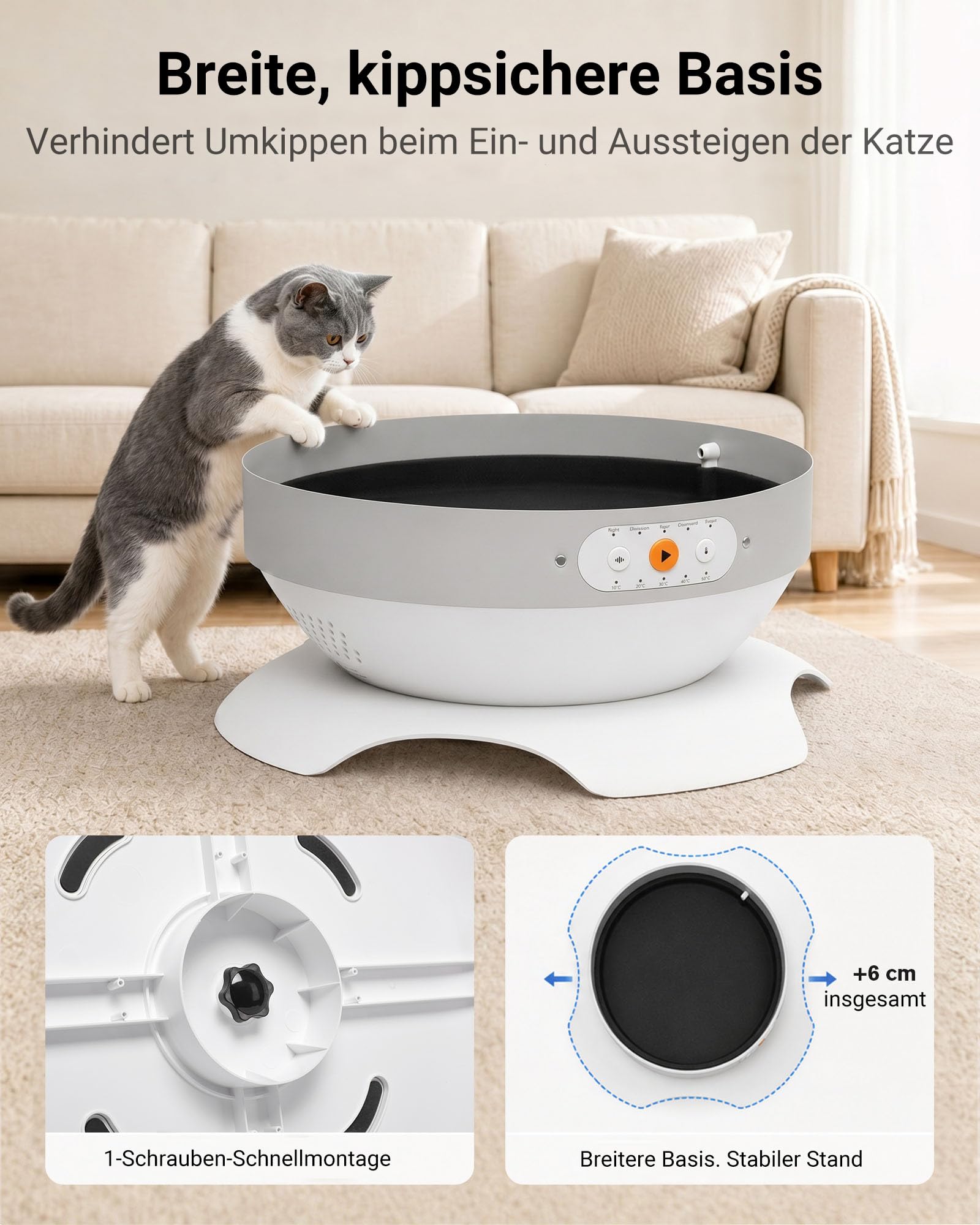 Intelligentes Katzenbett mit TEC Kühlung & Heizung, 10–50°C