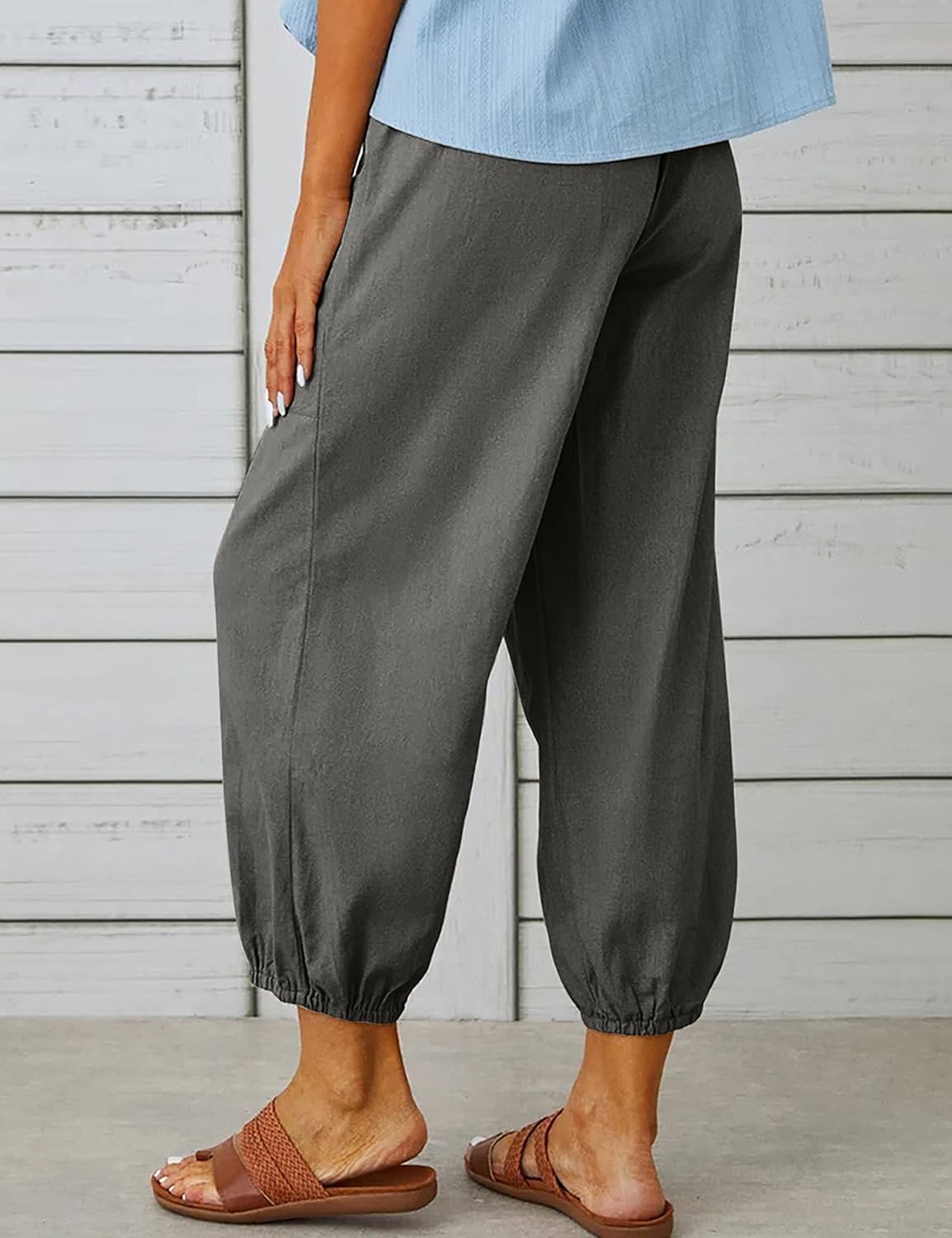 Bozanly Women's Casual Lantern Harem Loose Capris Pants Summer Yoga Slacks Trousers with Pockets - Image 3