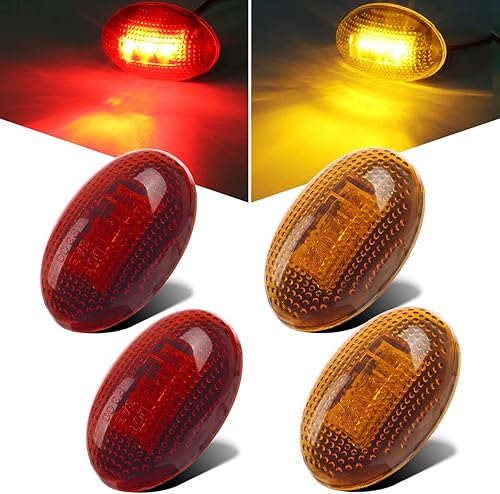 Partsam 2 unidades ámbar + 2 marcadores laterales rojos de repuesto para Ford F350 F450 F550 1999-2010 Super Duty Kit completo de doble caja LED de