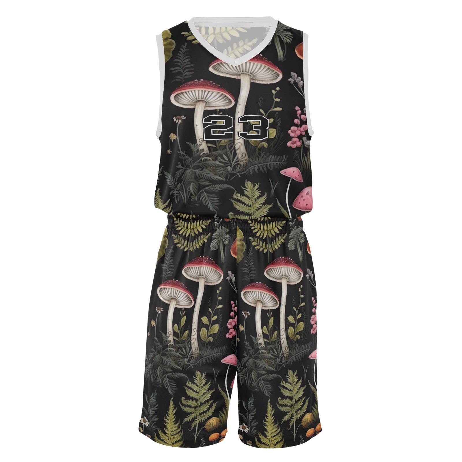 FLildon Forest Mushroom Boys Basketball Jersey Set Tank Top Shorts Tracksuit Sport Training Suit for Kids, XXL