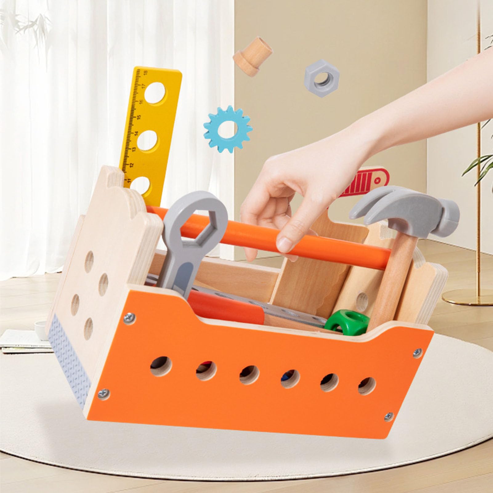 Holz-Spielzeug-LKW zum Auseinanderbauen, Kinder DIY Baustellenauto | Kinderhandwerker-Bauspielzeug mit vollständigem Werkzeugzubehör, Lernspiel zur Förderung der Feinmotorik