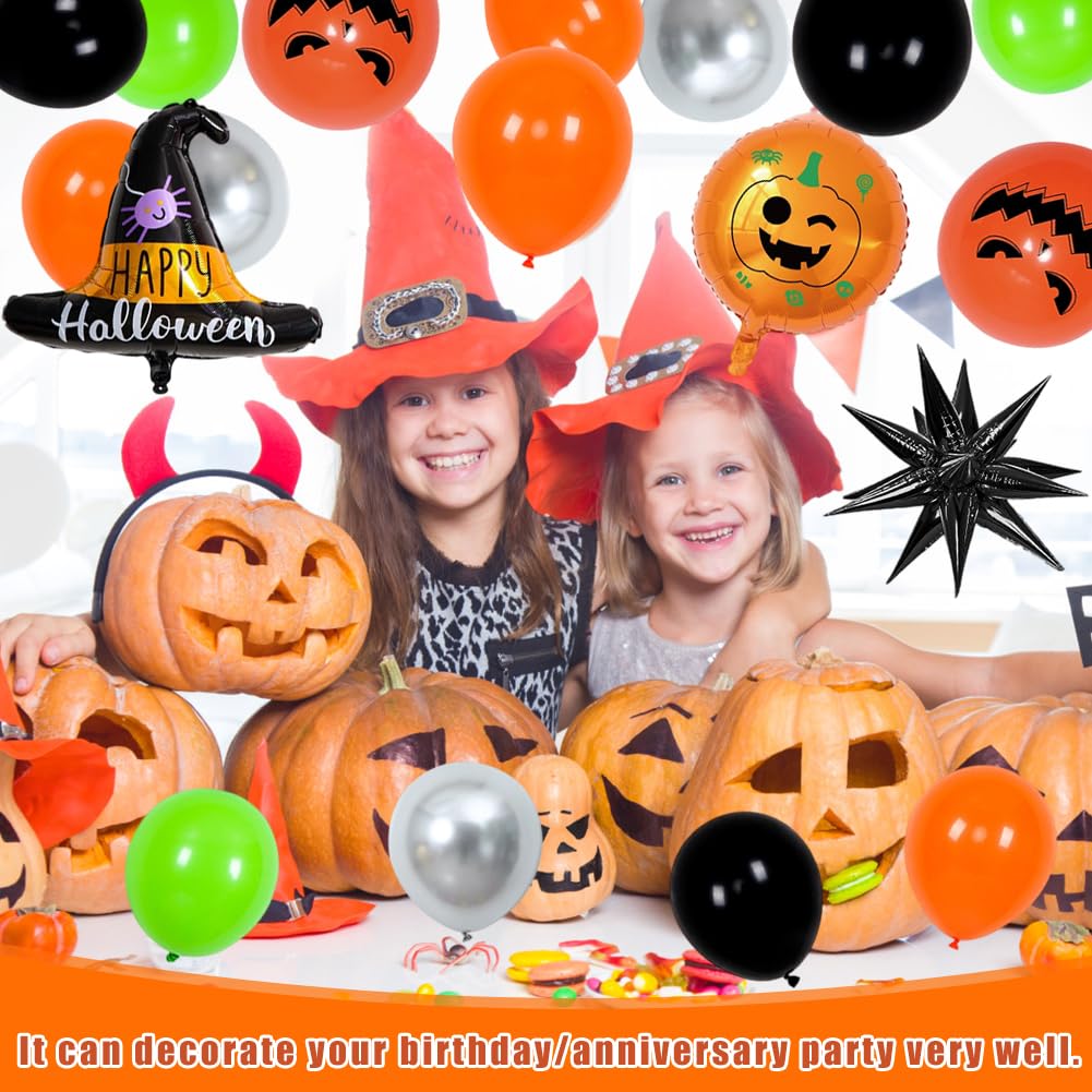 Kit De Arco De Globos Para Halloween – Calabaza, Sombrero De Bruja Y Tela Decorativa, Fácil De Montar