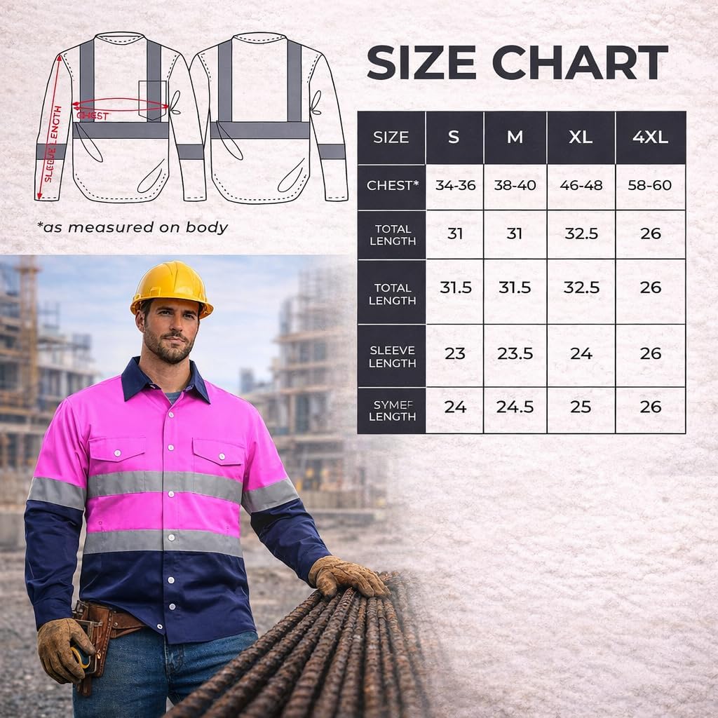 Just In Trend High Visibility Hi Vis Reflective Safety Work Shirts - Image 6