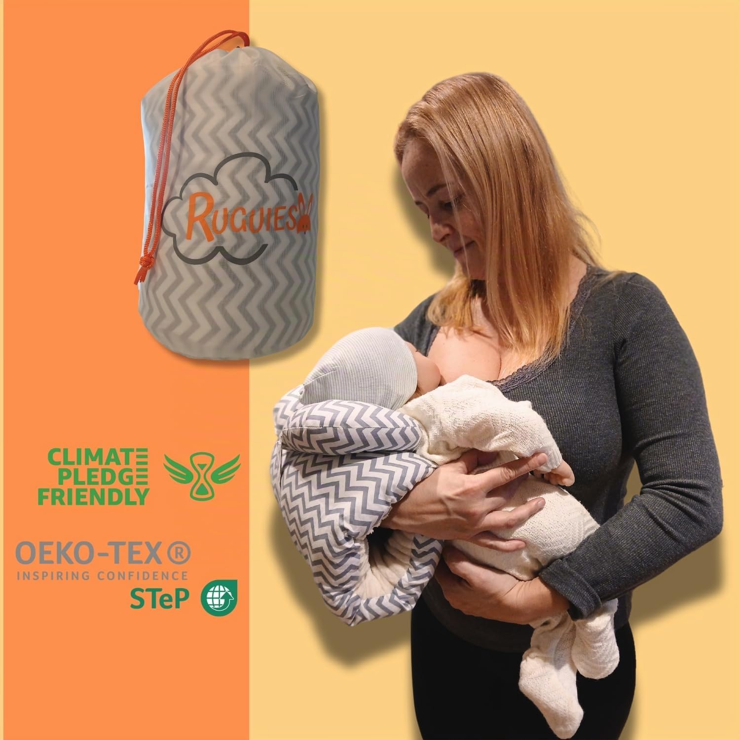 Cuscino Allattamento Ergonomico Cuscino Antireflusso 45° | Massimo Comfort per Mamma e Neonato | 100% Cotone Oeko-Tex | Portatile con Borsa da Viaggio