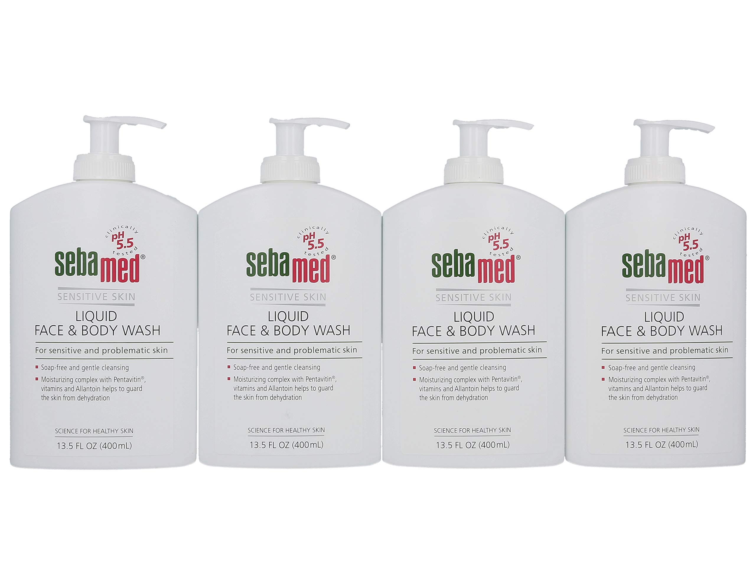 SEBAMEDLiquid Face & Body Wash Ultra Mild and Gentle Hydrating Cleanser for Normal to Sensitive Skin 13.5 Fluid Ounces (Pack of 4)