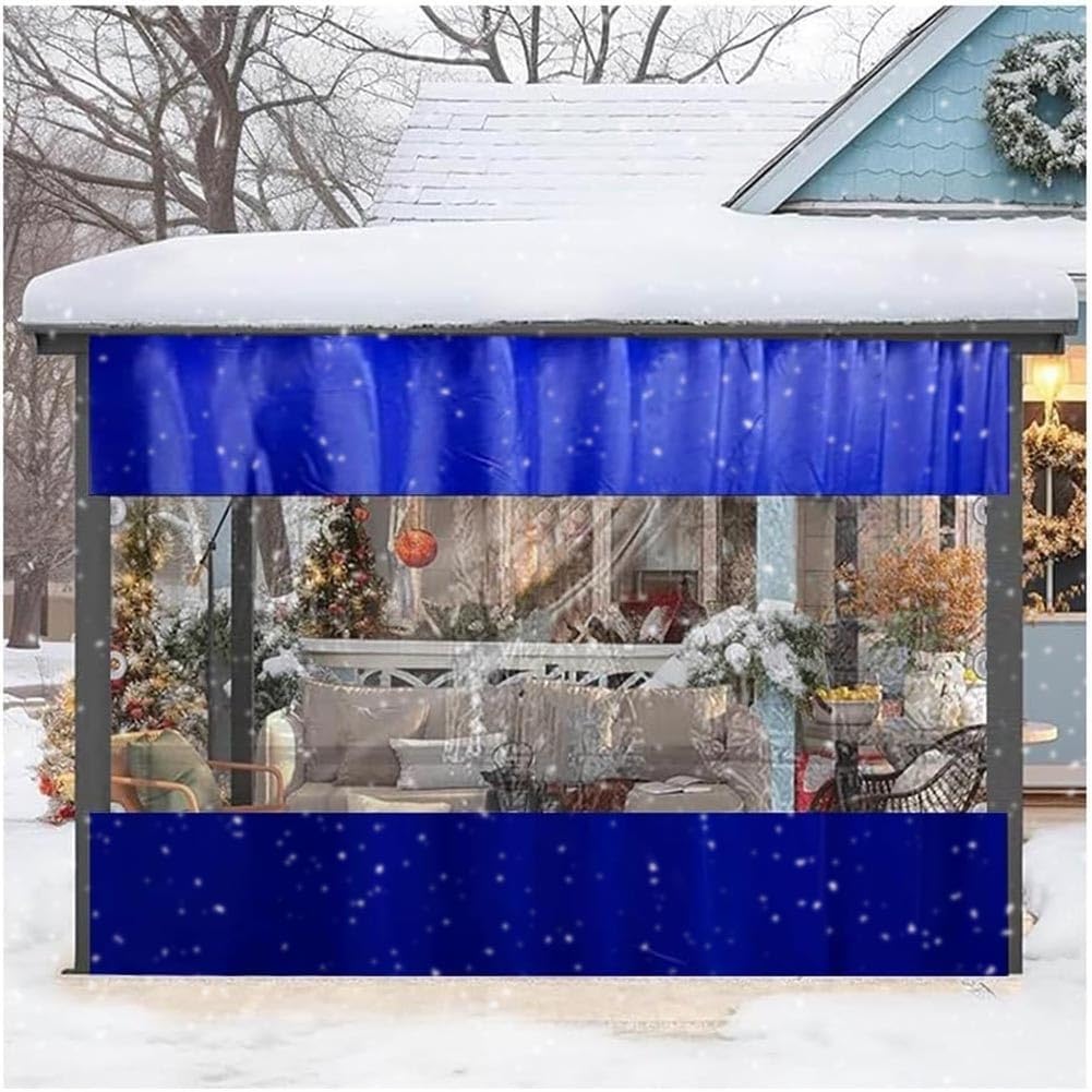 Clear Vinyl Patio Curtains, 0.5mm Weather-Resistant PVC Panels with Grommets, Outdoor Tarp for Pergola, Porch, Gazebo Enclosure (1.2x4m) - Durable & Transparent