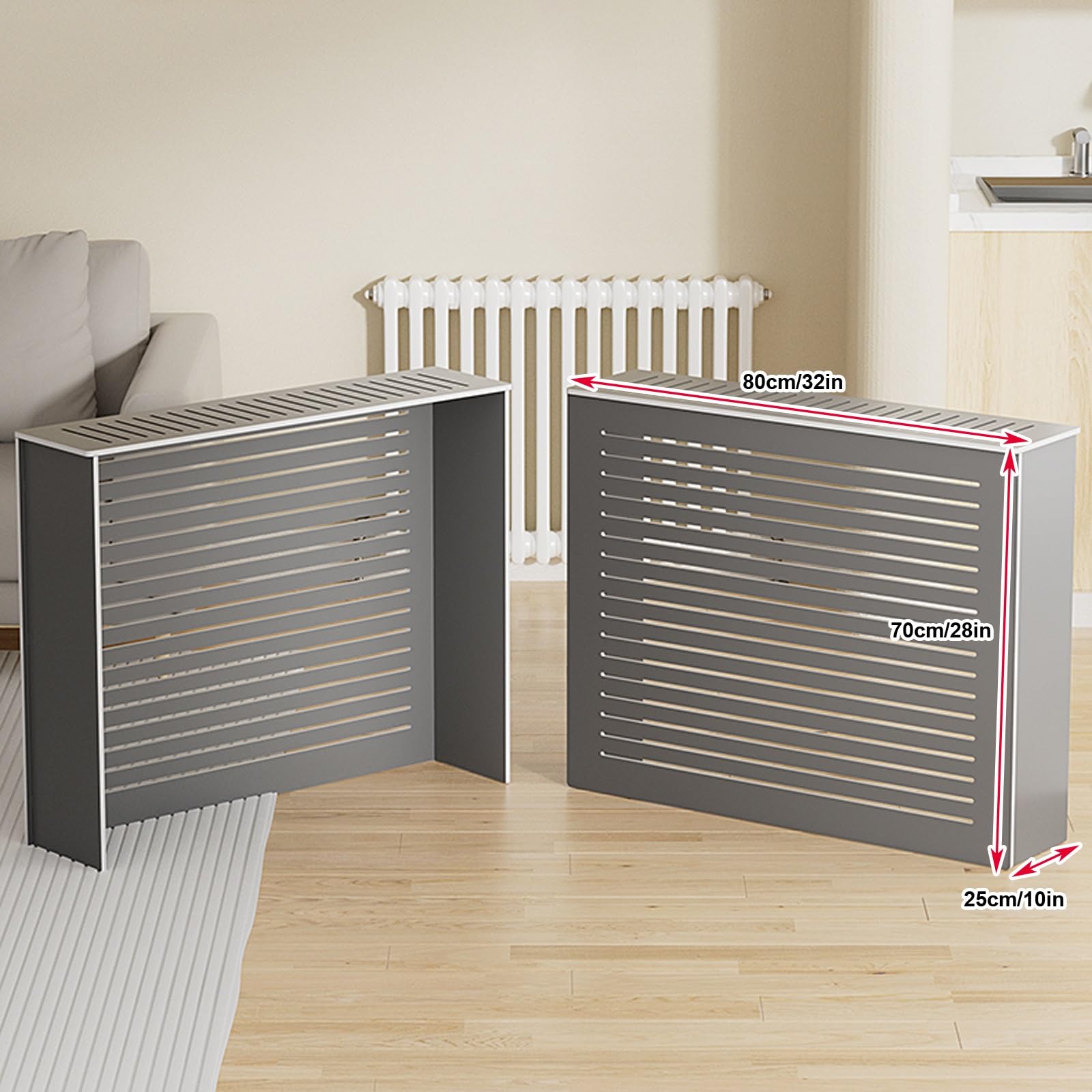 Moderne Heizkörperverkleidung mit Sto-Regal, PVC-Schrank für Wohnzimmer, Schlafzimmer und Flur, einfache Installation, stabiles Design, 80 x 70 x 25 cm