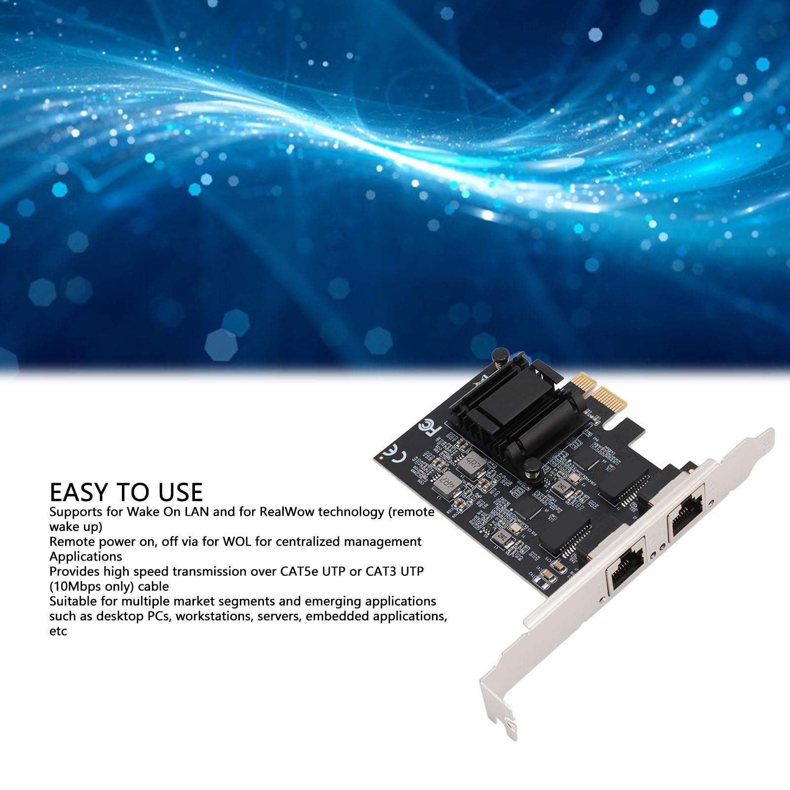 Karta Sieciowa PCIe, Karta Sieciowa PCIe, Karta Sieciowa 2,5 GBase T RTL8125B 2500 Mbps 1000 Mbps RJ45 Dwuportowa Karta Sieciowa Gigabit Ethernet dla Systemu
