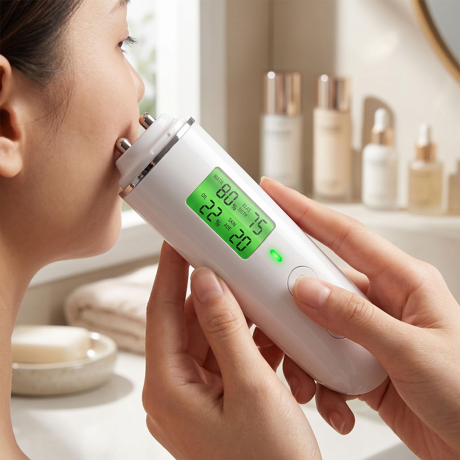 Yinhing Tester per L'Idratazione della Pelle – Analizzatore Digitale Ad Alta Precisione per Idratazione e, con Ampio Display LCD – Ideale per Uso Domestico, in Viaggio e in Salone (WHITE)