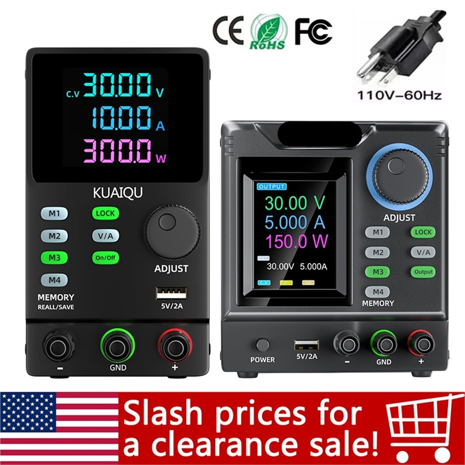 DC Power Supply Adjustable Regulated 30V 5A 10A,200V 300V 1A,With RS232 Free Software Shipping From USA(SPPS-D305-232)