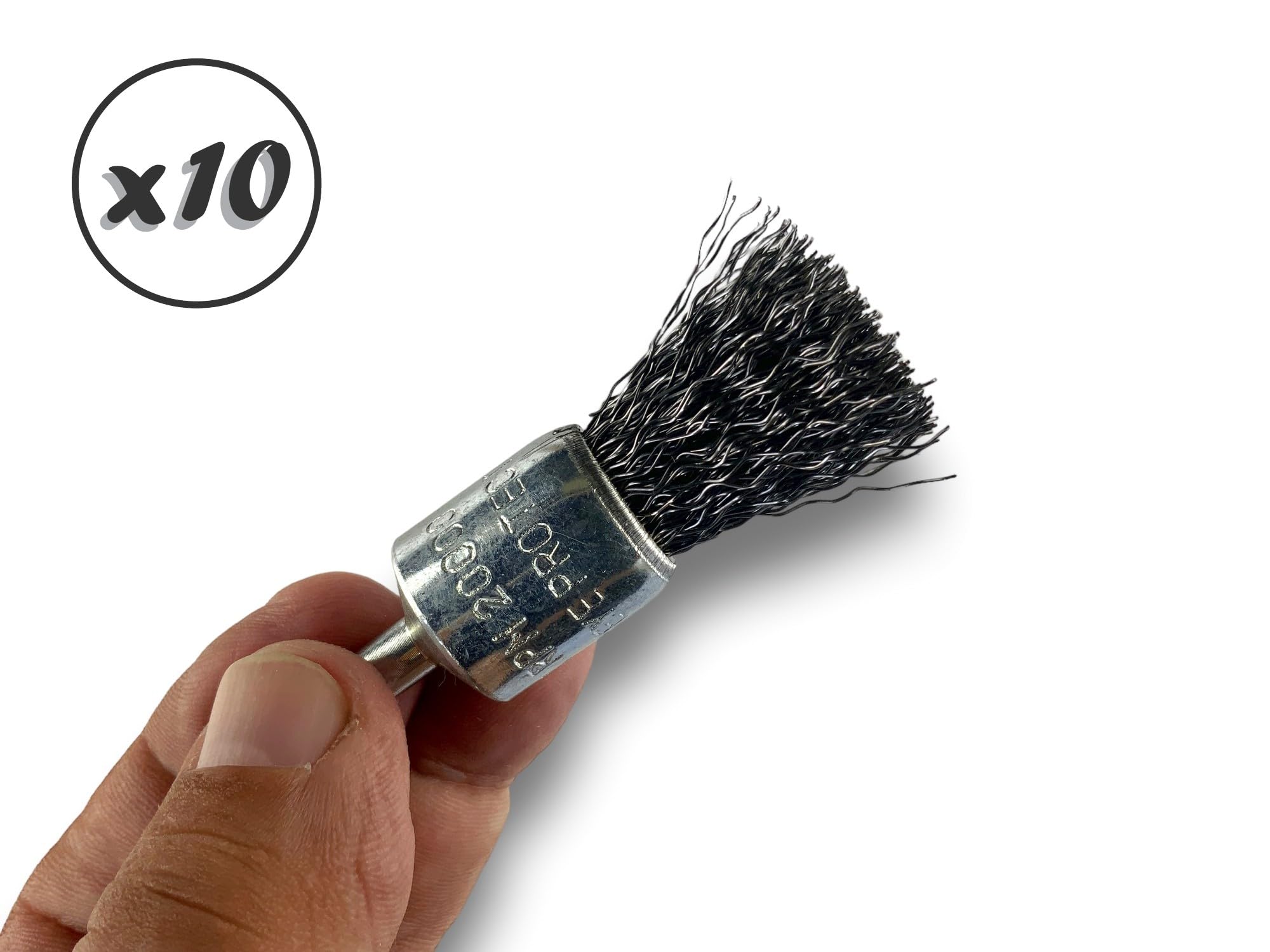 Kibros Lot 10 brosses en bout pinceau tige Ø 6 mm fil acier dur Ø 18 mm