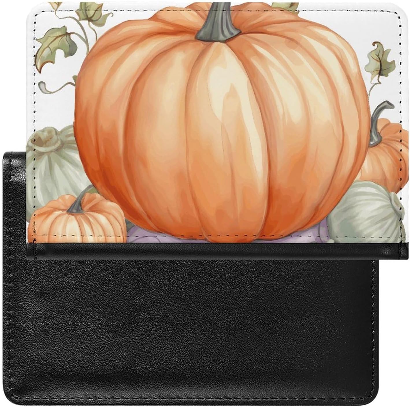 Personalized Fall Watercolor Pumpkins Passport Holder Waterproof Passport Protector for Travel Essentials Classic Passport Wallet with Slots PU Leather Passport Cover Holder