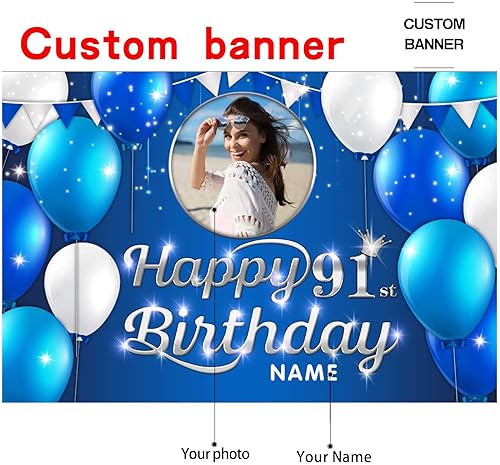 Vista 60 de Cartel personalizado de decoración de cumpleaños 91 con temática de castillo y princesa, pancarta de tela personalizada para suministros de fiesta