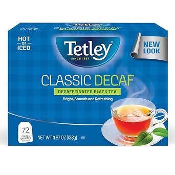 Tetley, Decaffeinated Classic Black Tea Bags, 72 Count