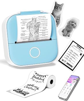 Ponek Mini Sticker Printer - T02 Print Pods Mini Printer Sticker Maker Machine with AI Smart APP for Students, Kids, Thermal Inkness Portable Label Maker, DIY Journal, Photos,Study Notes, Diagrams