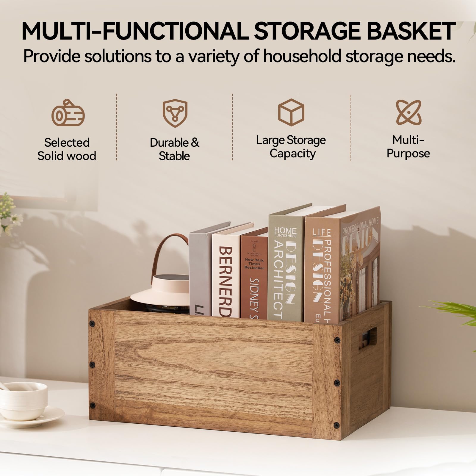 Cubo de almacenamiento apilable de madera, cesta, organizador de contenedores para el hogar, libros, ropa, juguete, sistema modular de almacenamiento de cubículos abiertos, estantería de 7