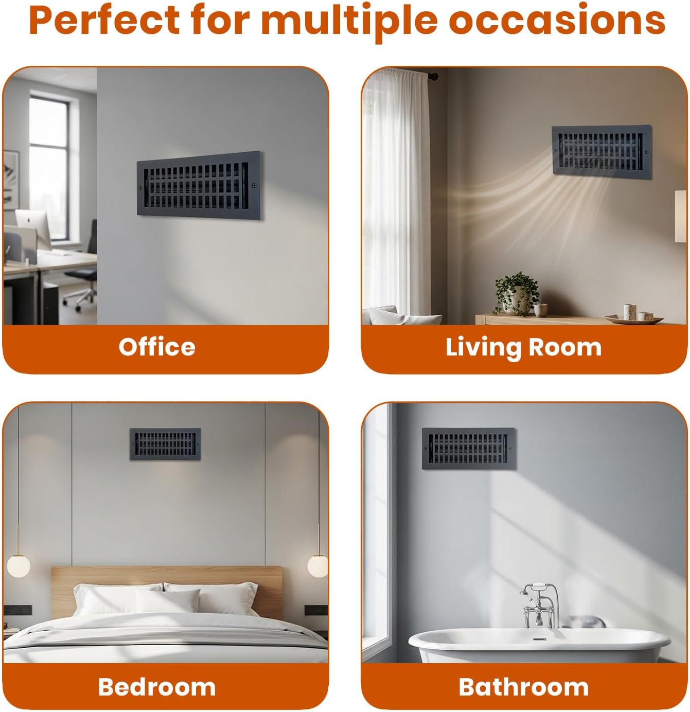 Empire Register Co, Ceiling & Wall Vent Cover - 4x10 inch, Modern Contemporary Design, Textured Black Finish, Metal Damper Attached, Measure Wall Hole Dimensions (not for Floor use)