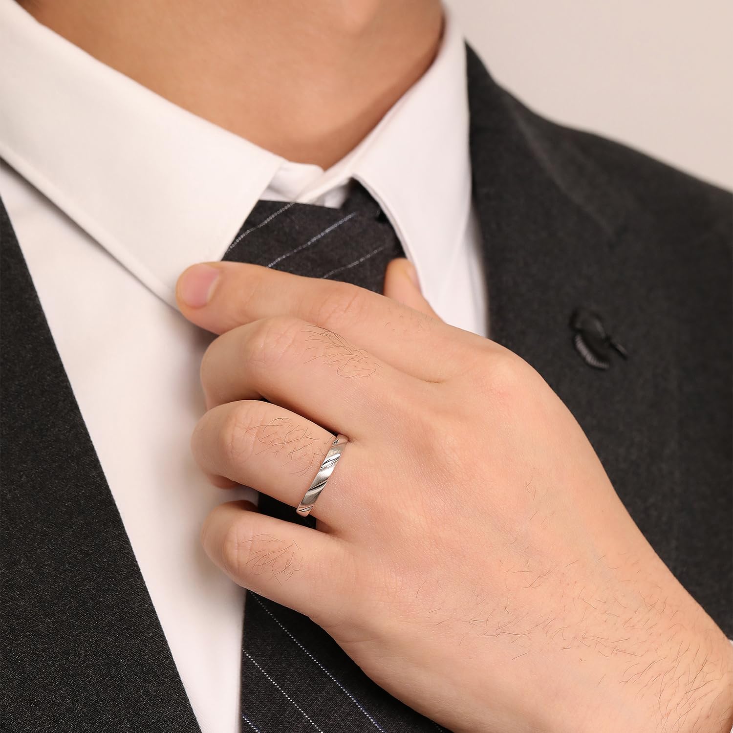 Meissa Alianzas de Ley Sólida 925 de Plata Pareja Anillos de Compromiso Boda para Hombres y Mujeres Adjustable Joyería Aniversario para Novia Prometida el Día de San Valentín (Juego de dos anillos)
