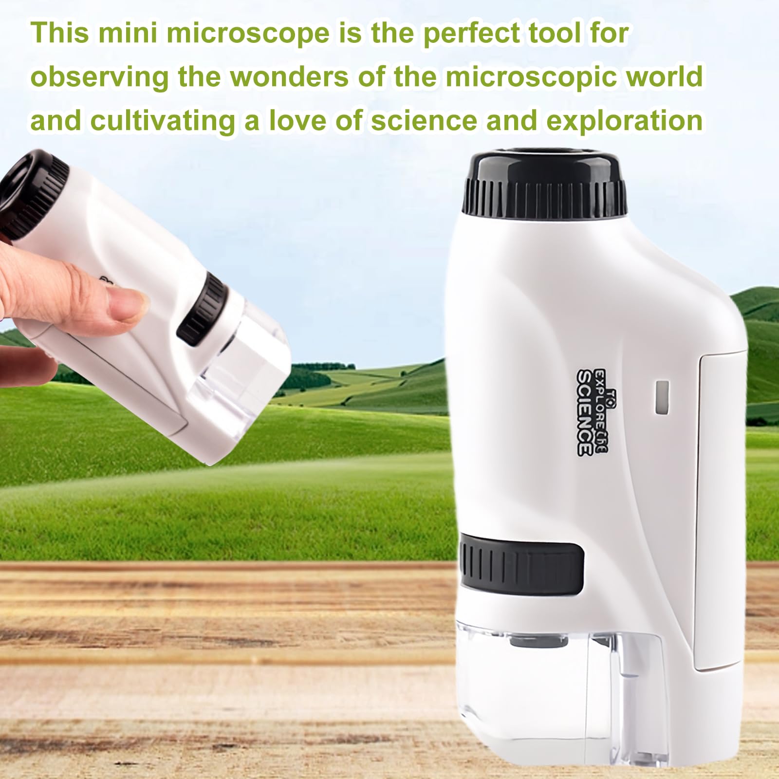 Microscopio Tascabile: Microscopio Tascabile per Bambini, Mini Microscopios Portatile con Luce LED 60X-120X per Bambini Studenti Adulti Laboratorio Domestico Scolastico