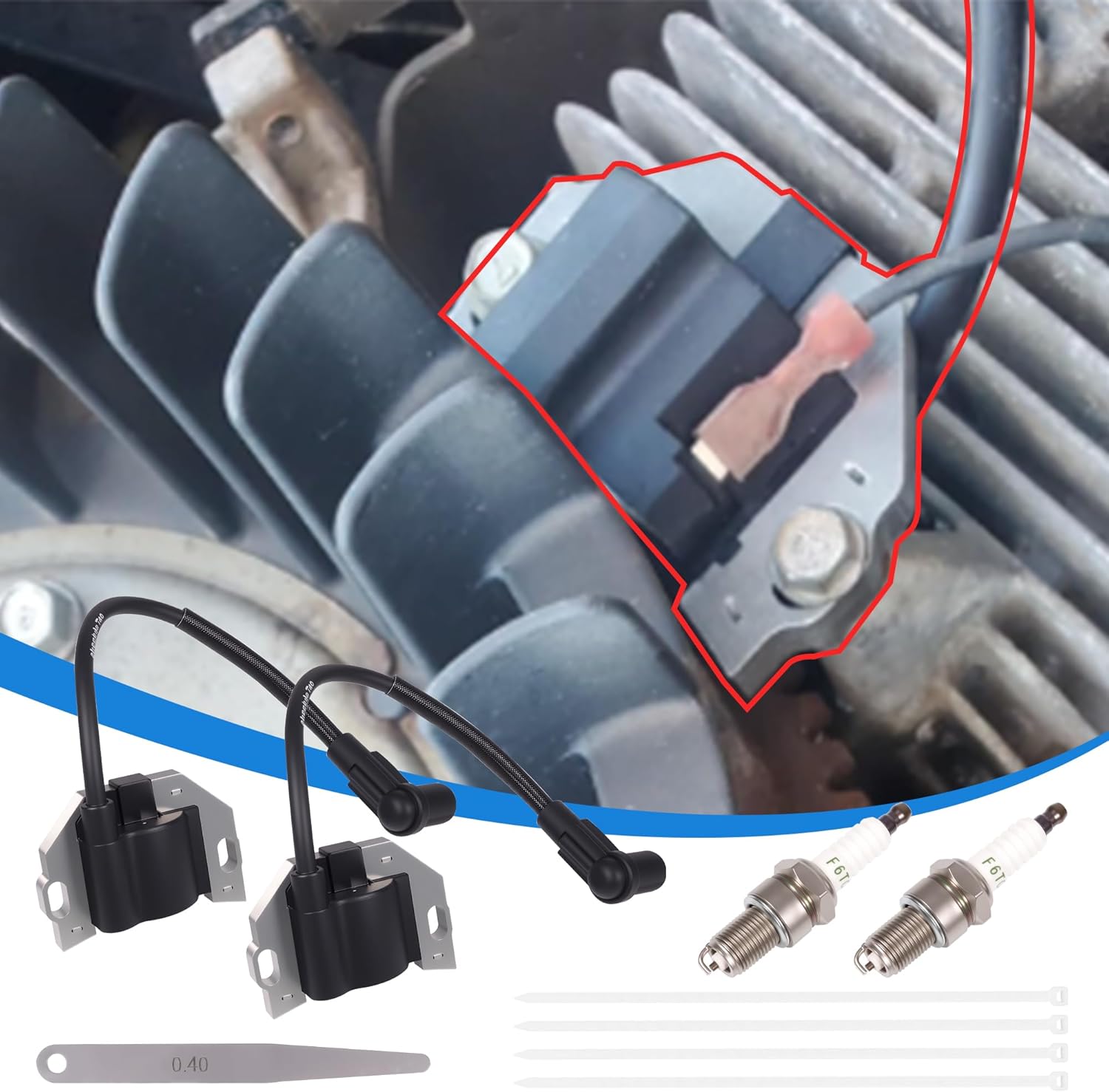 2Pack 21171-0743 Ignition Coil and Spark Plug for Kawasaki FR730V FX691V FR691V FR651V FX801V FX850V FX751V FX651V FS541V FS481V FS600V FX730V FX921V Replace 211710743 21171-0711 211710711