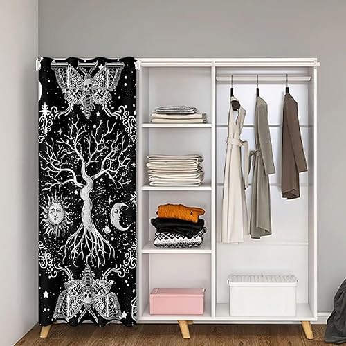 Miniatura 2 de Erosebridal Cortina de puerta con diseño de árbol de la vida, cortina opaca gótica para puerta, diseño de calavera de azúcar, estrellas con