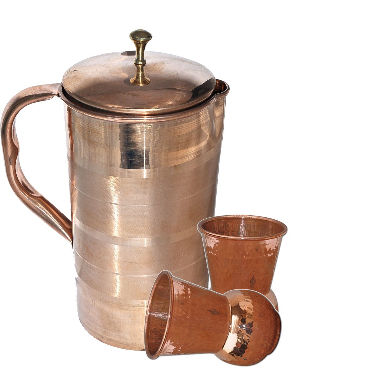 AsiaCraft Pure Copper Jug & 2 Hand Carved Glass Set Amazon.in Home