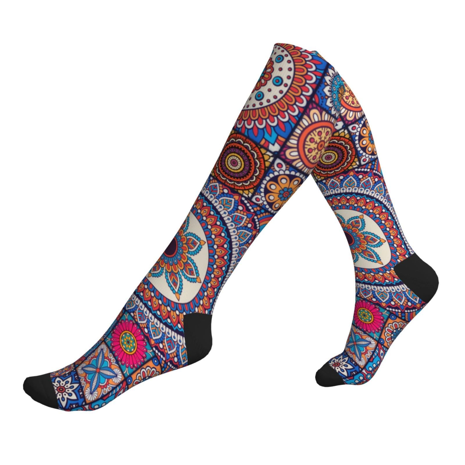 Tile Moroccan Bohemian Mandala Compression Socks Women And Men For Nurses Travel Pregnancy Recovery Running Athletic