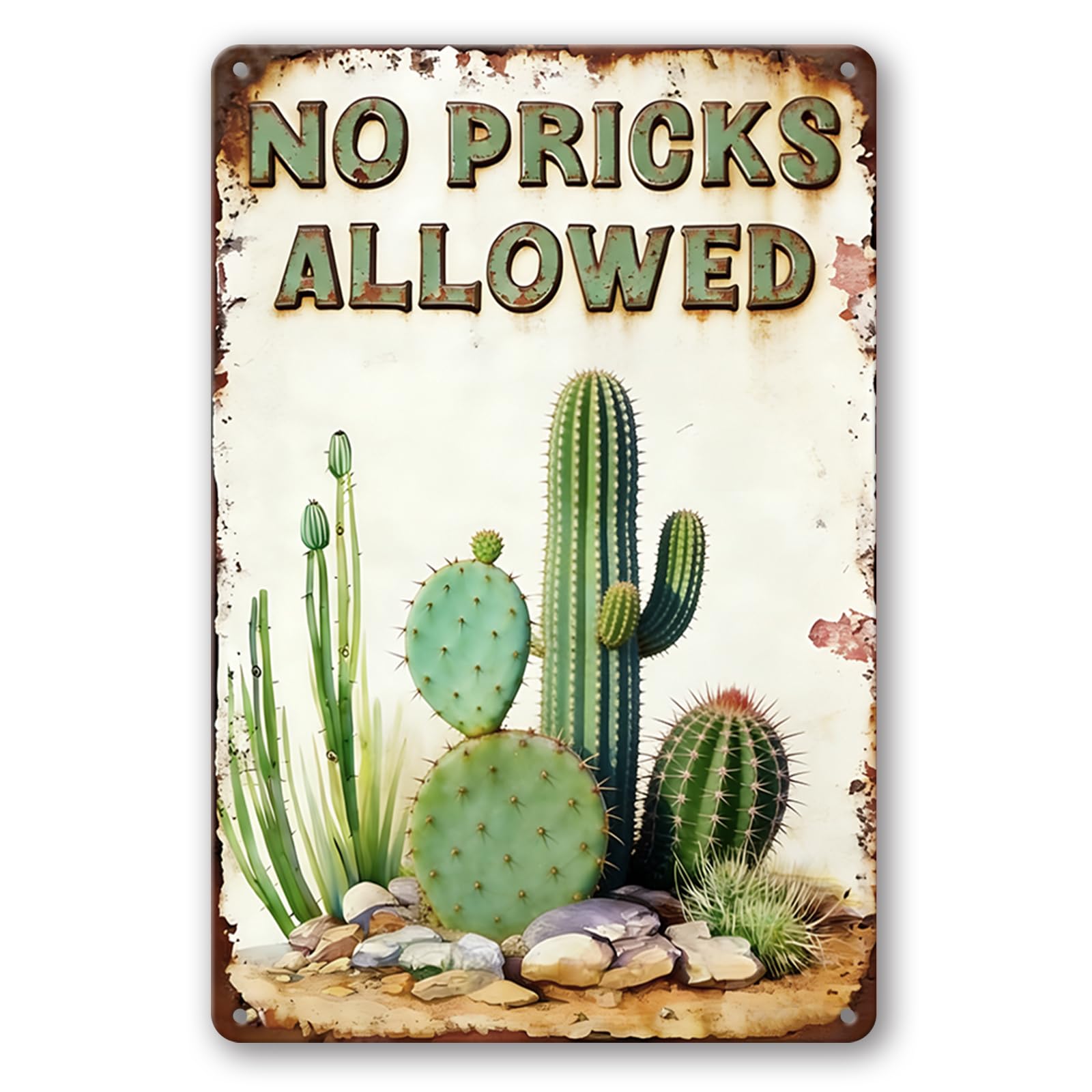 Photo 1 of RMMNHLNC Funny Garden Signs for Outside, Vintage Garden Decor Plant Signs, Weatherproof Outdoor Decor for Patio Yard Greenhouse, Garden Gift for Plant Lovers, No Pricks Allowed Sign, 12x8 Inch