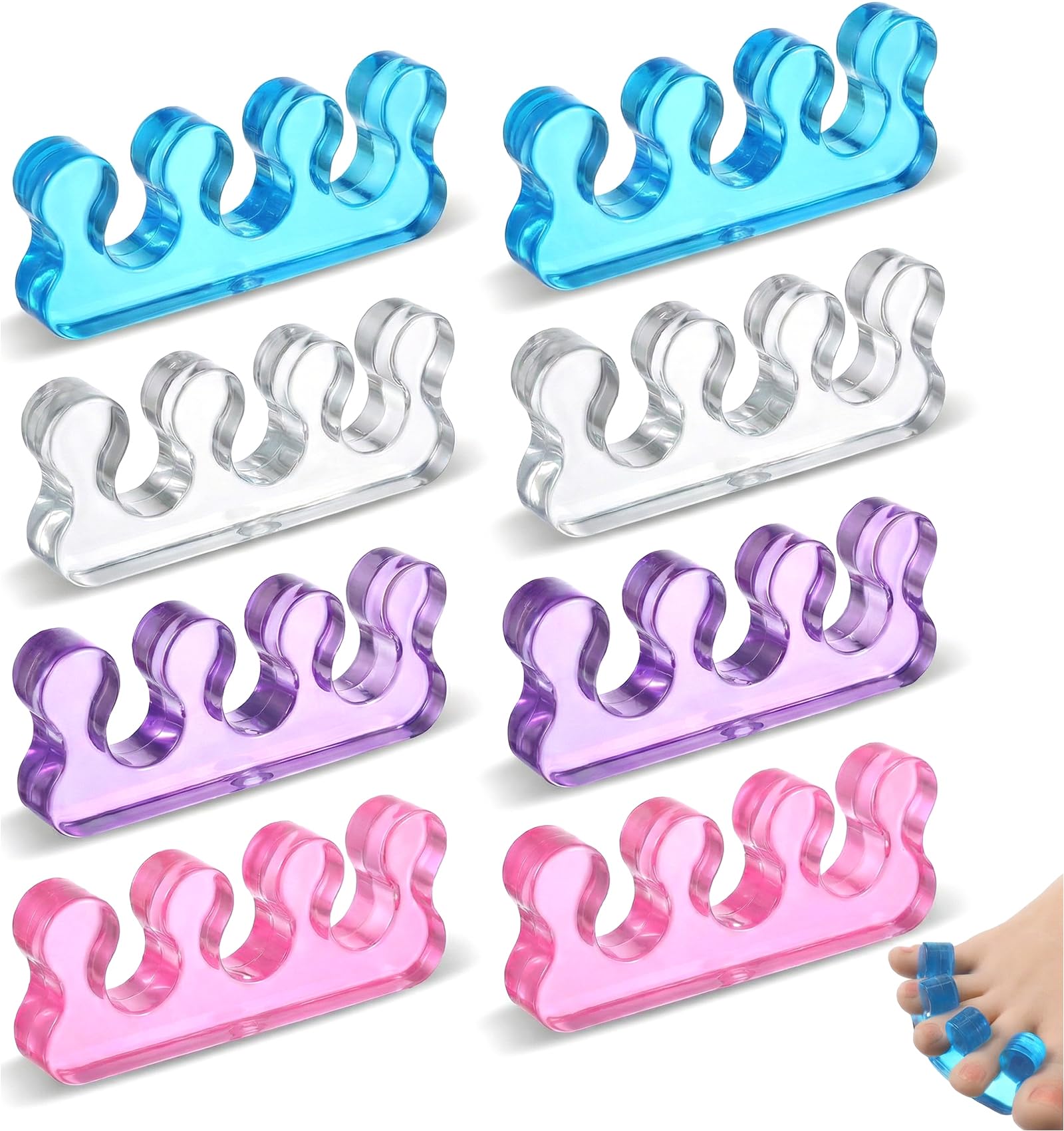 8 Pcs Pedicure Toe Separators, Soft Gel Toe Separators for Pedicure