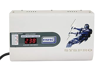 SYSPRO Captain Pro Voltage Stabilizer for Washing Machine, Microwave Oven, Treadmill Working Range (150v - 300v) Wall Mounted Stabilizer