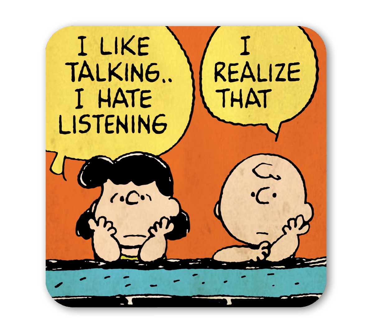 Logoshirt Multi_charlie Brown 2 Logoshirt® Peanuts I Charlie Brown & Lucy I Talking I Coaster I Drinks Mat I Cork I 10X10cm I Durable Print I Licensed Original Design