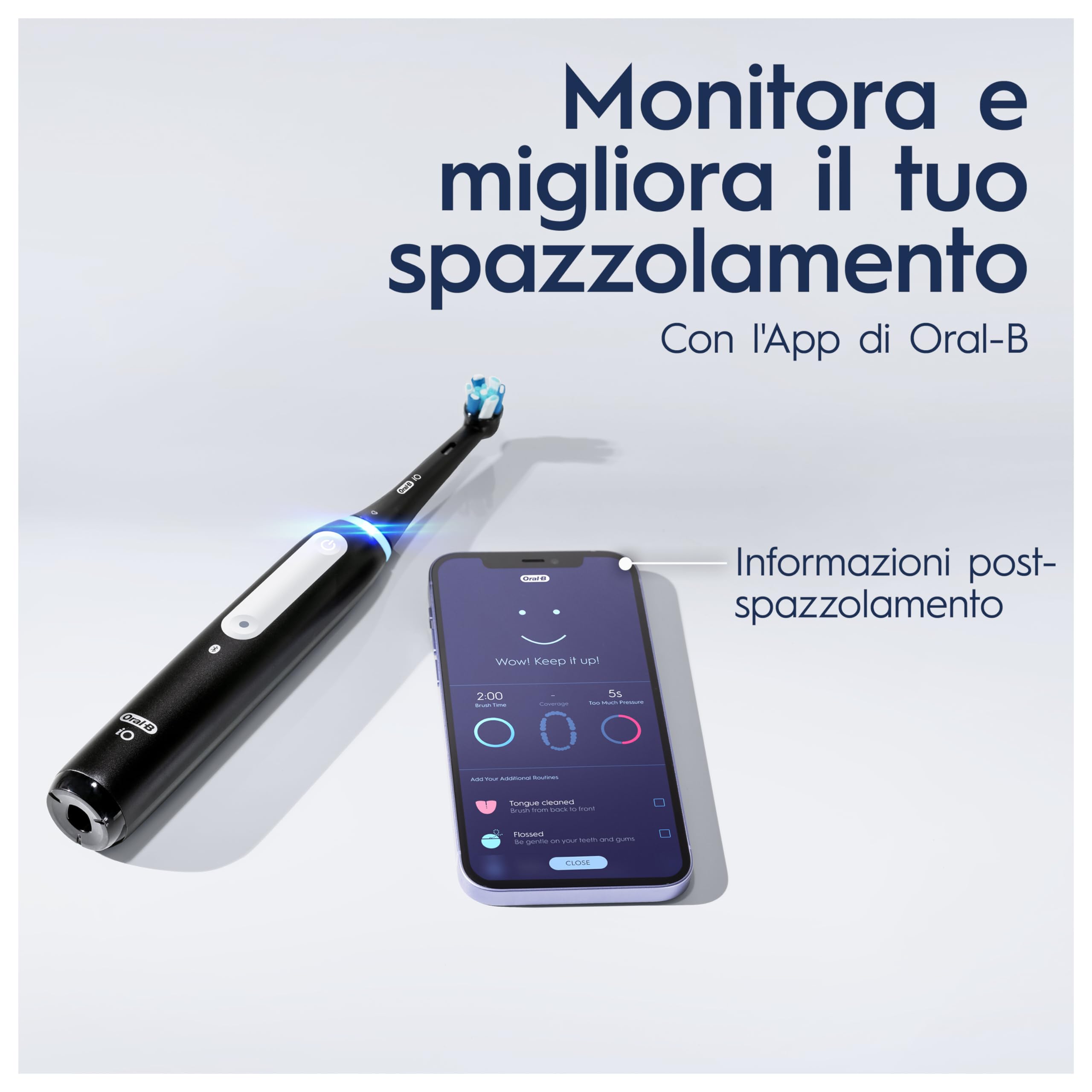 Oral-B Spazzolino Elettrico Ricaricabile iO 4 Nero e Bianco, 2 Testine Di Ricambio, 1 Custodia Da Viaggio, Confezione Doppia. 2 Spazzolini