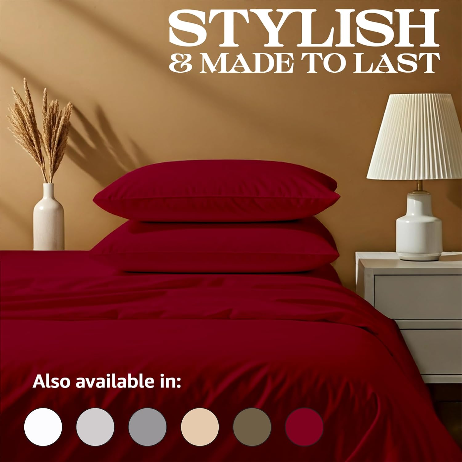 Bluemoon Homes Egyptian Cotton Sheets Luxury 1500 Series, Soft 100% Cotton Sheets for Queen Size Bed, 5-Star Hotel Quality, 4 Pc Queen Bed Sheet Set with Elasticized Deep Pocket - Burgundy Sheet