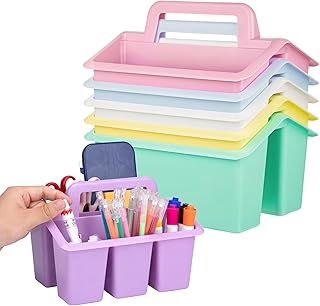 Plastic Caddy For Classroom,Office,Home,6-pack Storage Caddy For Pencil,Pen,Craft Tools (Pastel Color)