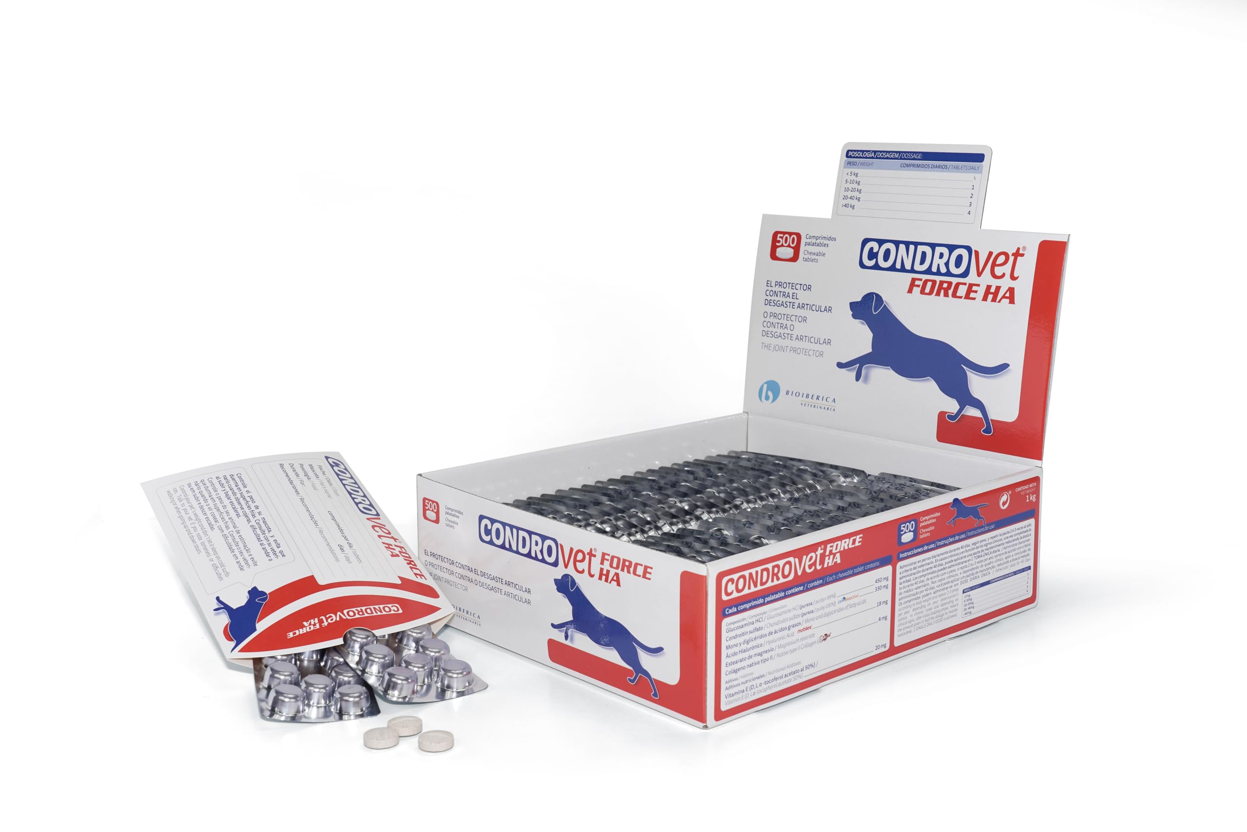 Bioiberica Condrovet Force Ha - Protector de articulaciones para mascotas, 500 Comprimidos