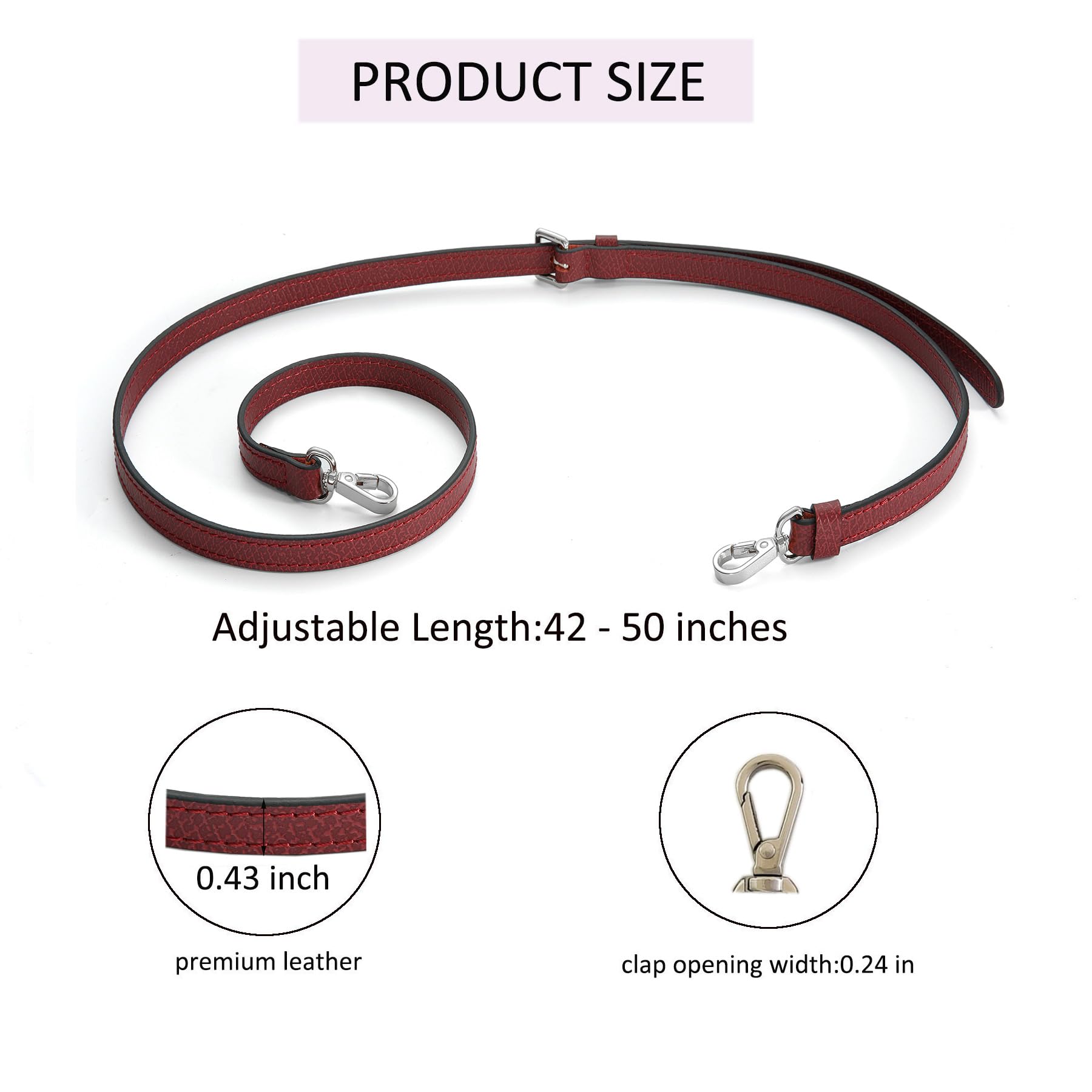 Crossbody Strap Compatible for Longchamp LP Xtra XS Pouch, Conversion Kit,Silver Hardware