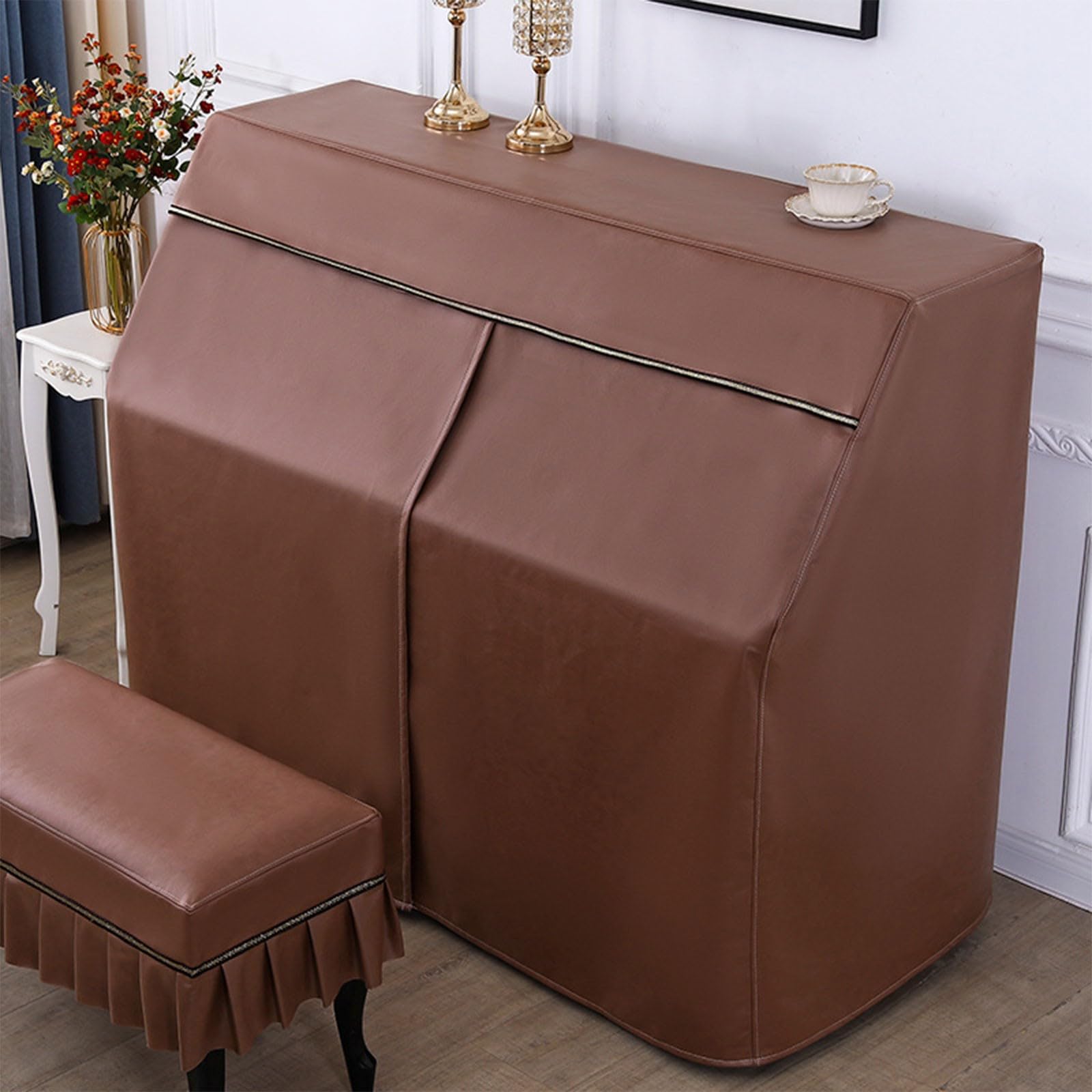 Copertura Per Pianoforte Verticale Impermeabile, Protettiva Per Pianoforte | Copertura Antipolvere Universale Pianoforte Verticale, Resistente All'Umidità E Alle Fuoriuscite Di Liquidi(E, Set (double))