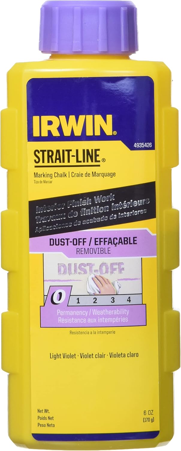 IRWIN Tools STRAIT-LINE Dust-Off Marking Chalk, 6-ounce (4935426) , Purple