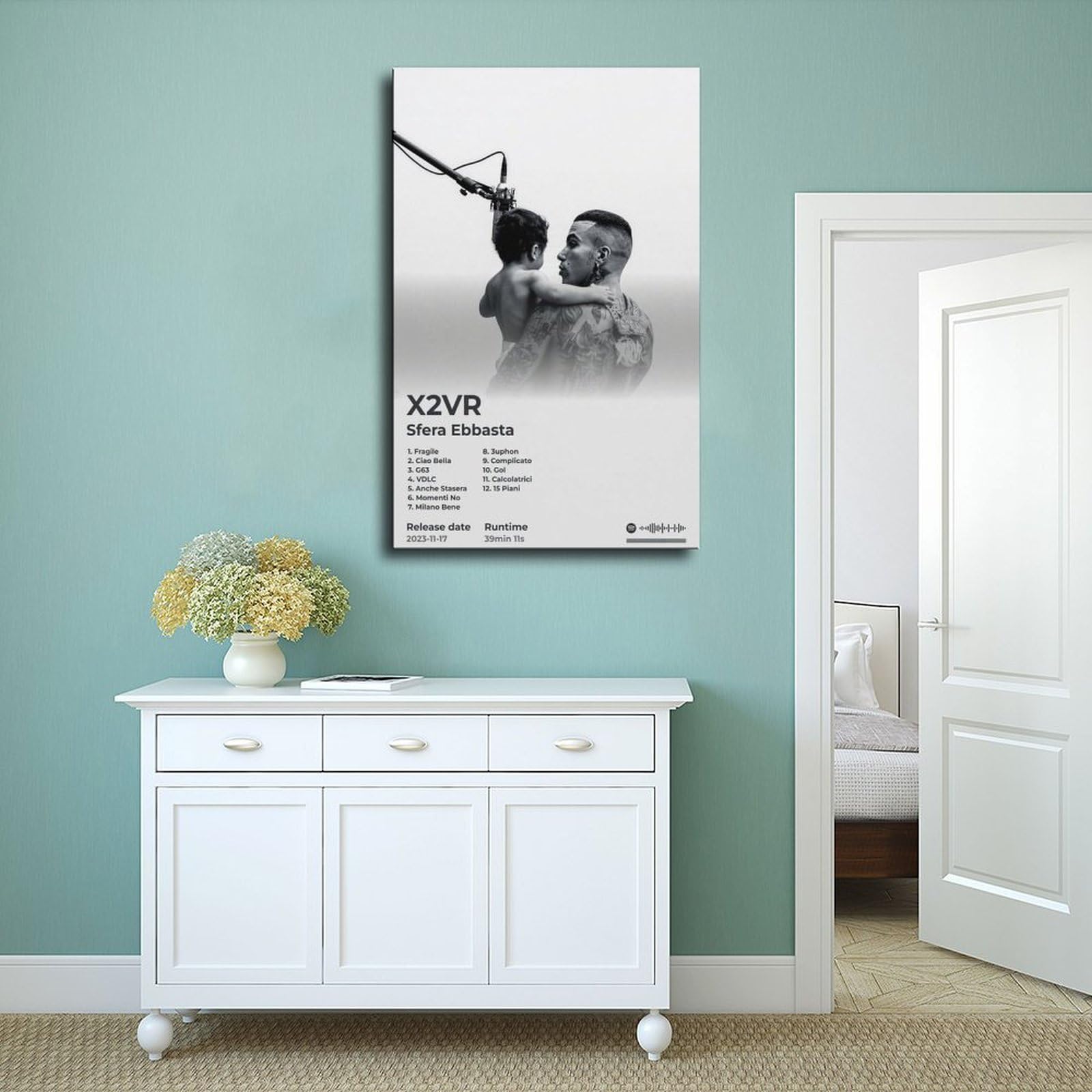 PJEYGF Poster su tela con copertina di album musicali Sfera Ebbasta Rapper Hip Hop X2VR per decorazione domestica regalo