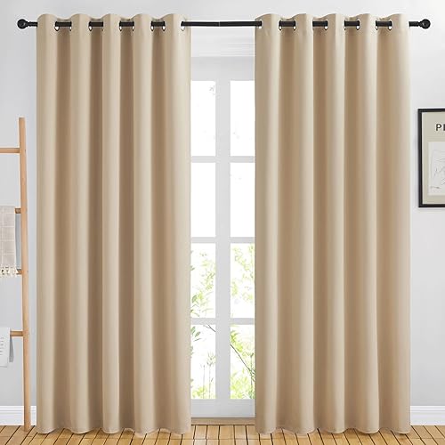 Miniatura 2 de NICETOWN 2 paneles de cortinas opacas con ojales de 66 x 84 pulgadas de largo con 4 paneles de 42 x 16 pulgadas de largo, cenefas opacas para