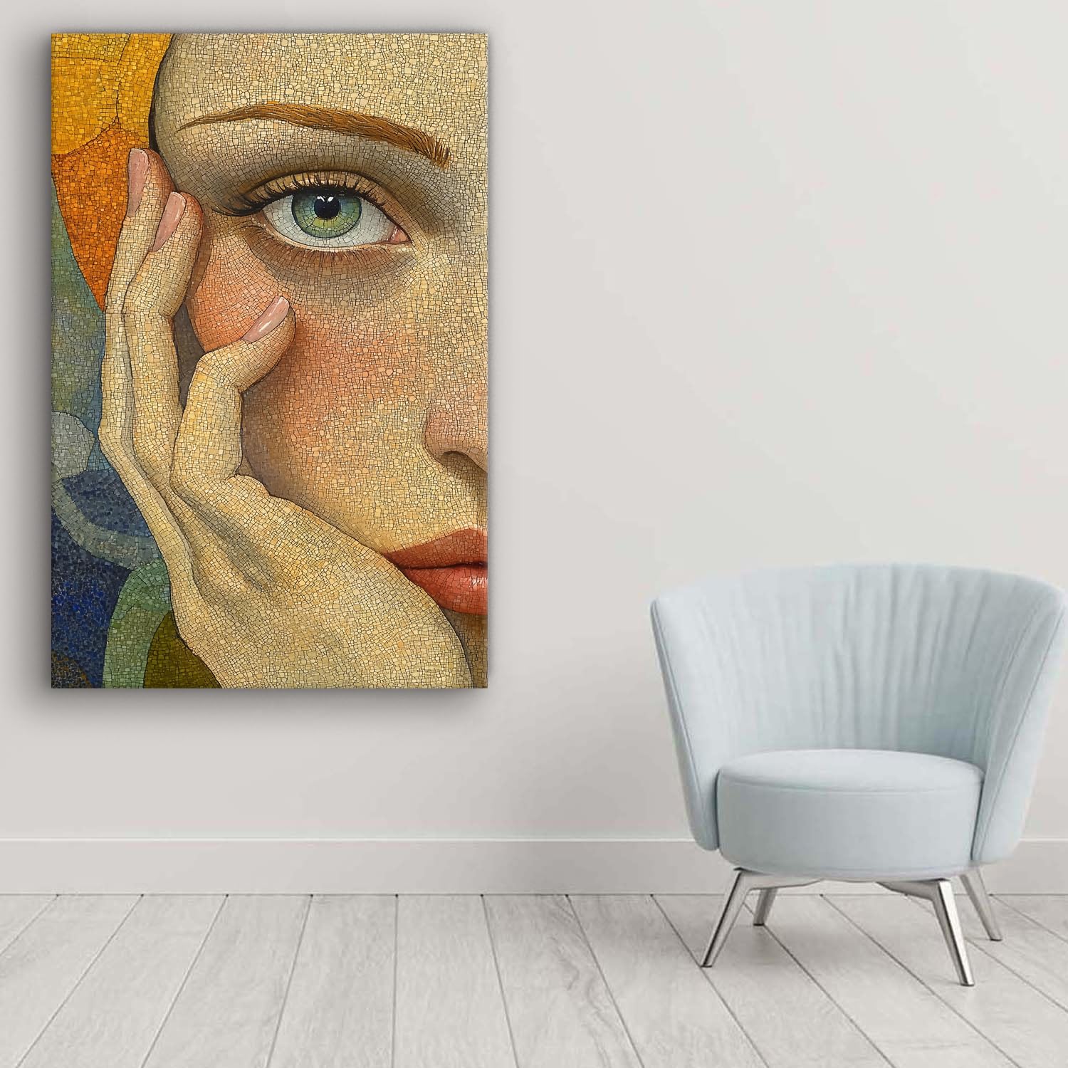 Startonight Cuadro en Lienzo Luminoso - Mujer Estilo Puntillismo, Cuadros Modernos Abstractos para Salon, Impresiones Enmarcadas 80x120 cm, Grande Decoración Pared, Idea de Regalo Elegante