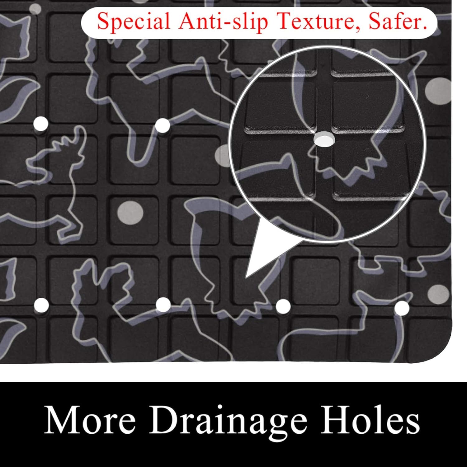 Bath Tub Shower Mat 14.7 x 26.9 inches Bold Colorful Large Floral Flower Pattern Print with Suction Anti Slip Stripes-Strong Grip Suction Cups for Smooth/Non-Textured Tubs, Marble Floors : Home & Kitchen