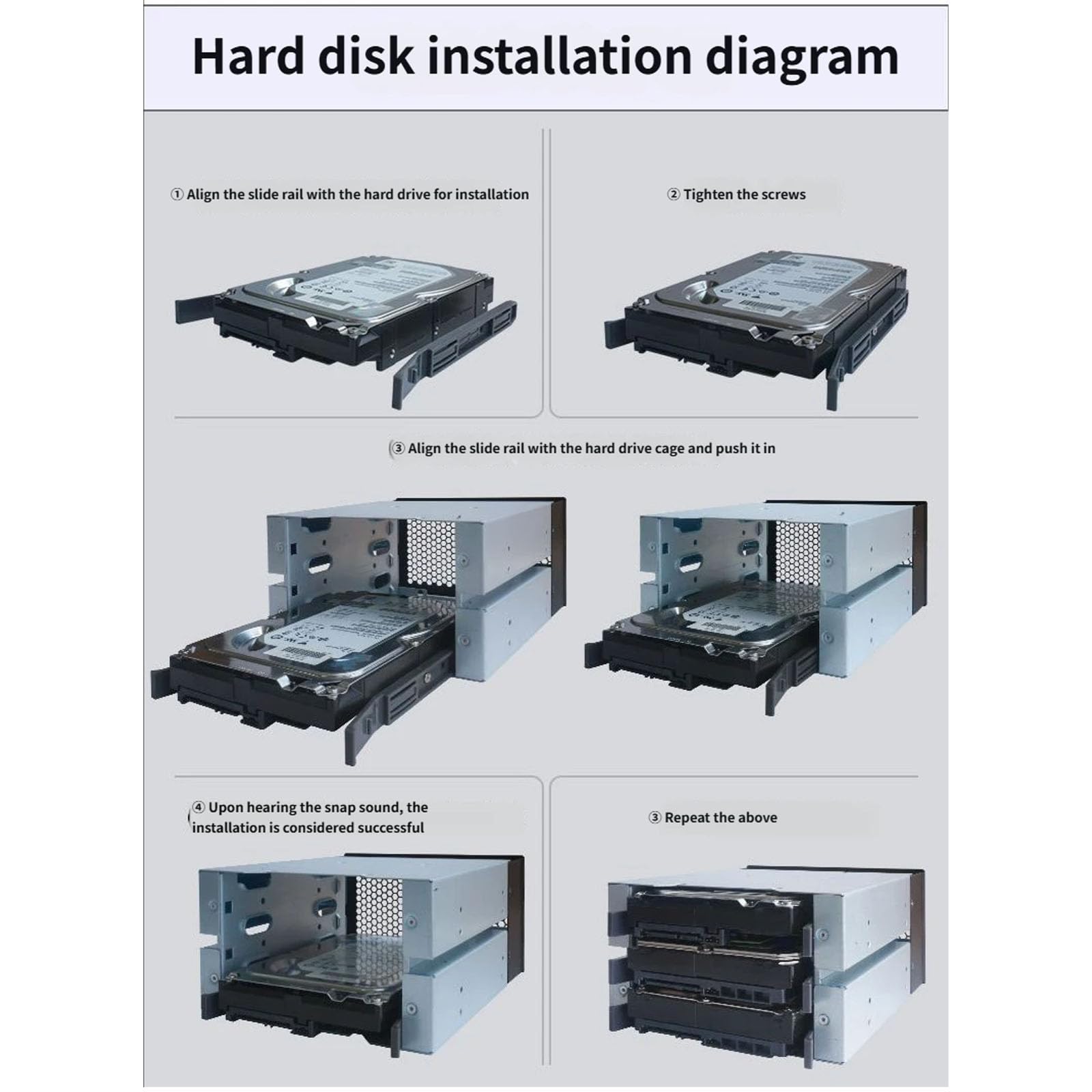 Cage d'extension pour disque dur 3,5" - Compartiment pour stockage de boîtiers d'ordinateur en métal