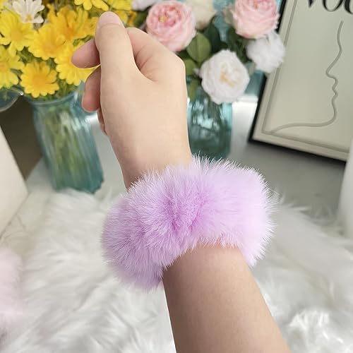 Miniatura 2 de 2 lazos elásticos para el pelo de color morado, bandas elásticas para el pelo peludo, bandas de pelo para coleta de caballo para niñas y mujeres,