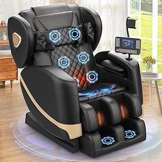 FURNIMAT Massagesessel Ganzkörper, Zero Gravity Relaxsessel Massagestühle mit Taillen- und Beinheizung, Komfort-Airbags, Fußrollen, 10 Massagerollen, Bluetooth-Lautsprecher, Fernbedienung